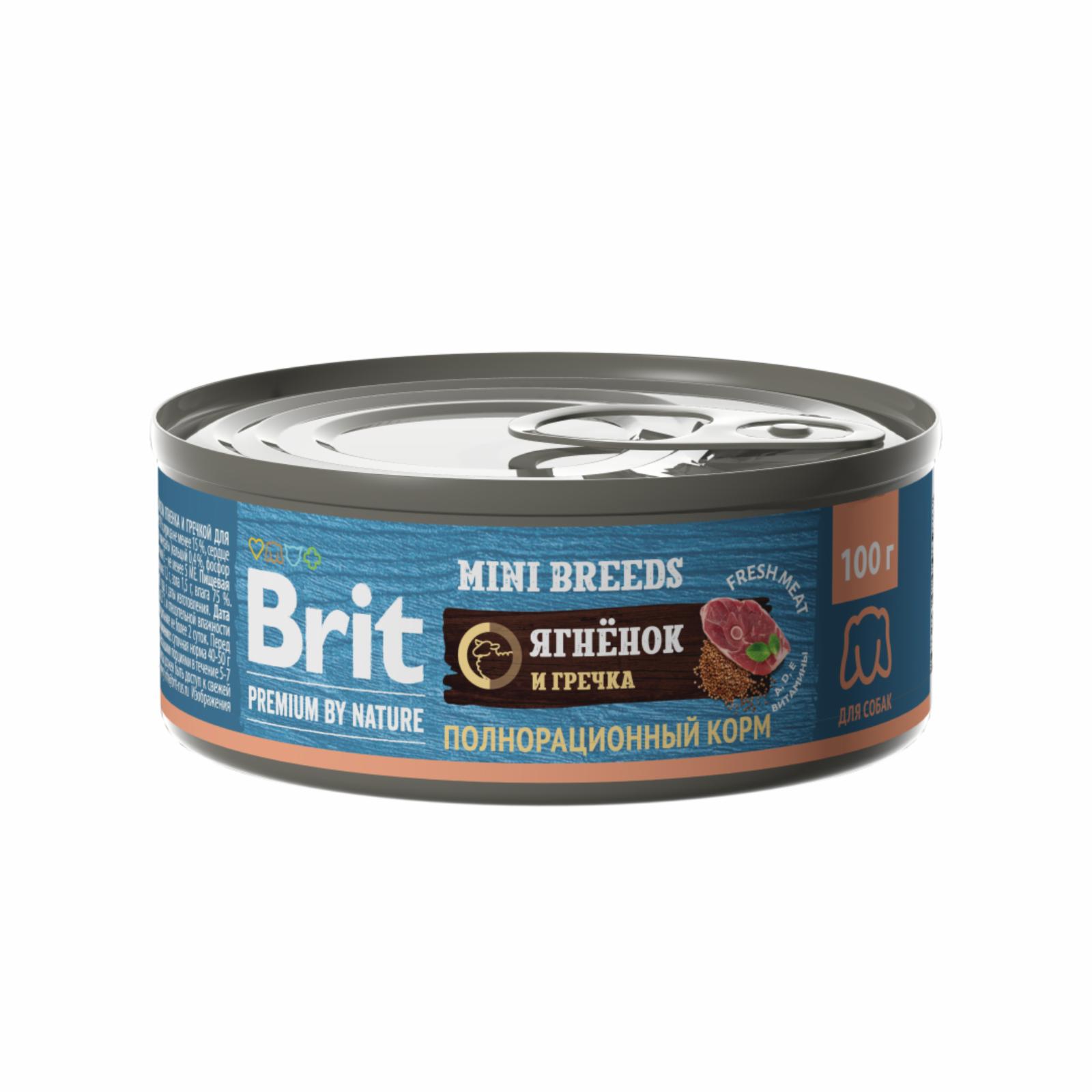 Brit Консервы Premium by Nature с ягненком и гречкой для взрослых собак мелких пород 5048977 0.100 кг 58348