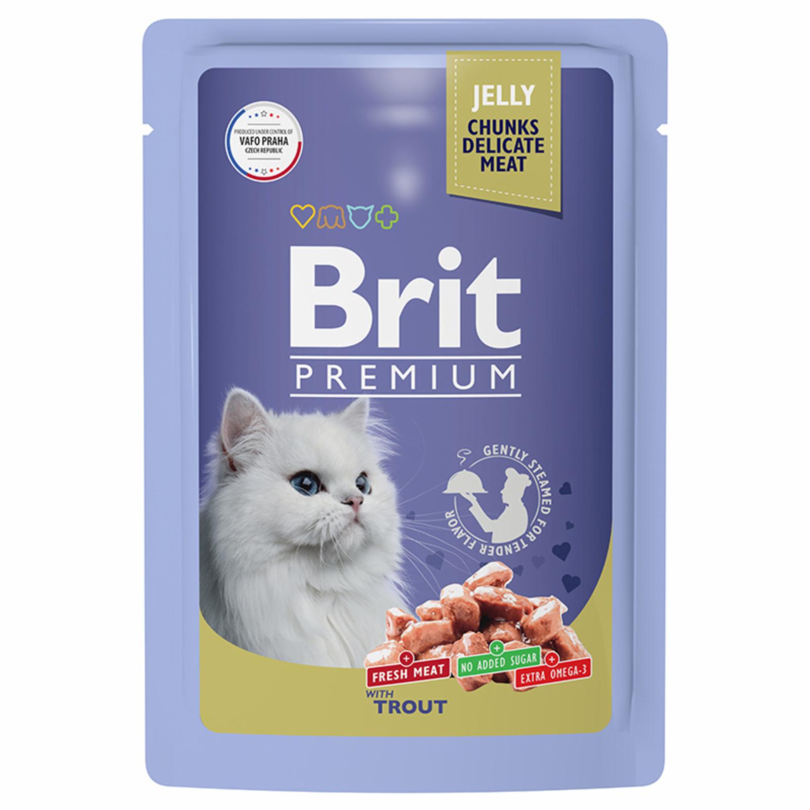 Brit Пауч для взрослых кошек с  форелью в желе 5050185 0,085 кг 58575, 8100100423