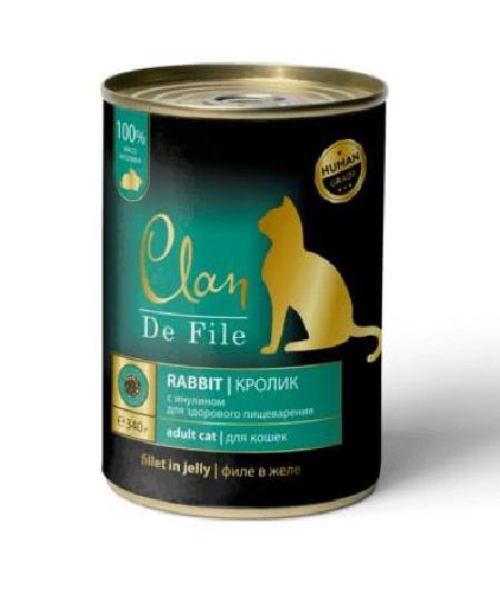 Clan De File влажный корм для взрослых кошек всех пород, кролик 340 гр