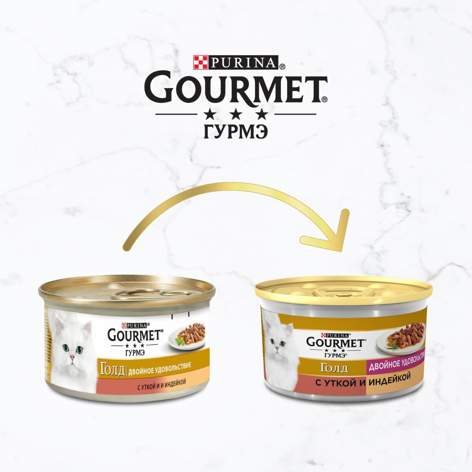 Gourmet ВВА Консервы Кусочки в соусе с уткой и индейкой Gourmet Gold Duo  дкошек - 120323941231813612439979 0,085 кг 21716