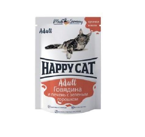 Happy cat Паучи для кошек говядина печень горох в желе 7502311 0,100 кг 60724