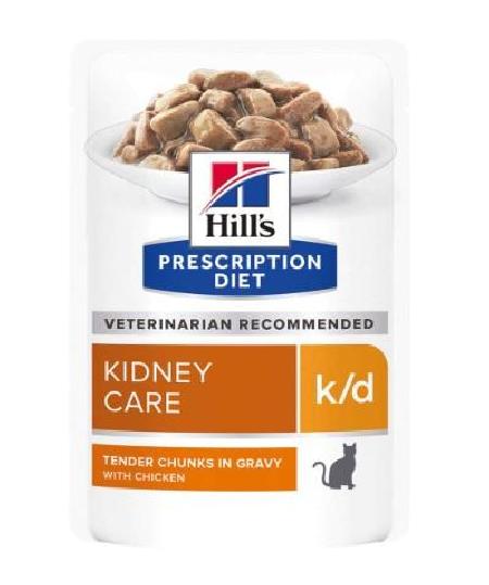Hills вет.консервы Паучи KD для кошек при лечении почек с курицей (кусочки в соусе) 1187M, 0,085 кг 