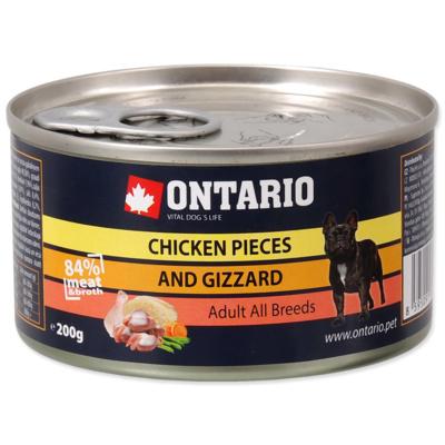 Ontario (консервы лакомства) Консервы для взрослых собак кусочки курицы и куриные желудки 214-2002 0,200 кг 57374
