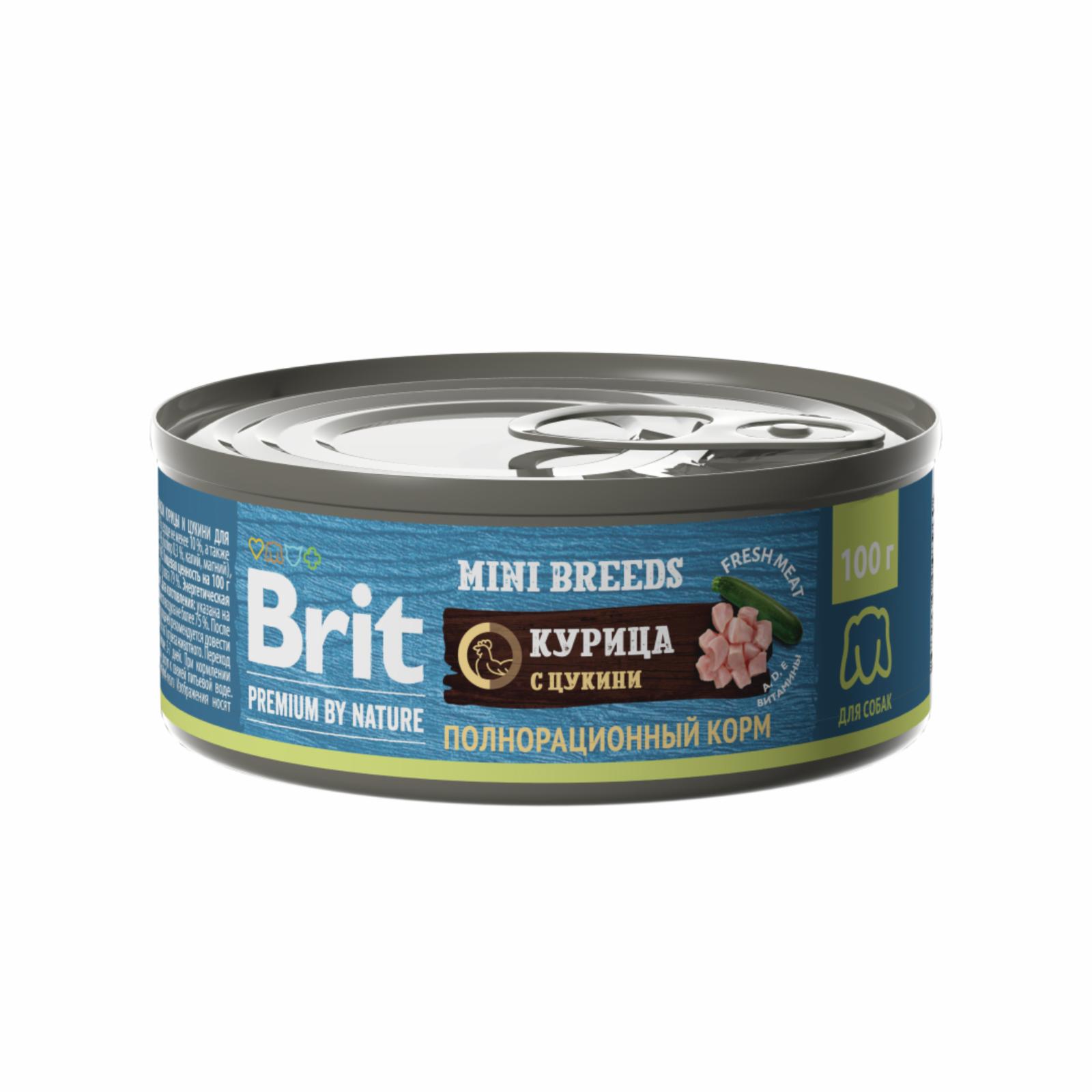 Brit Консервы Premium by Nature с курицей и цукини для взрослых собак мелких пород 5048960 0.100 кг 58347
