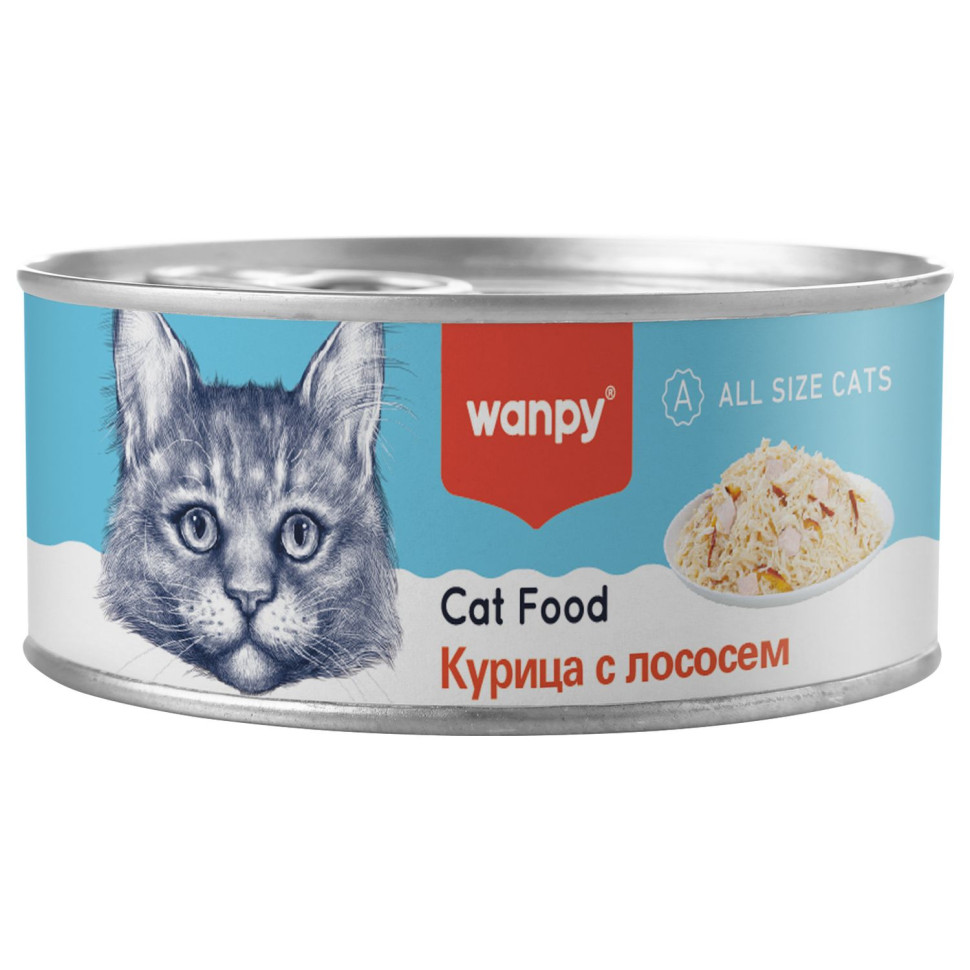 Wanpy Cat Консервы для кошек Курица с лососем 95 г, TNC-06