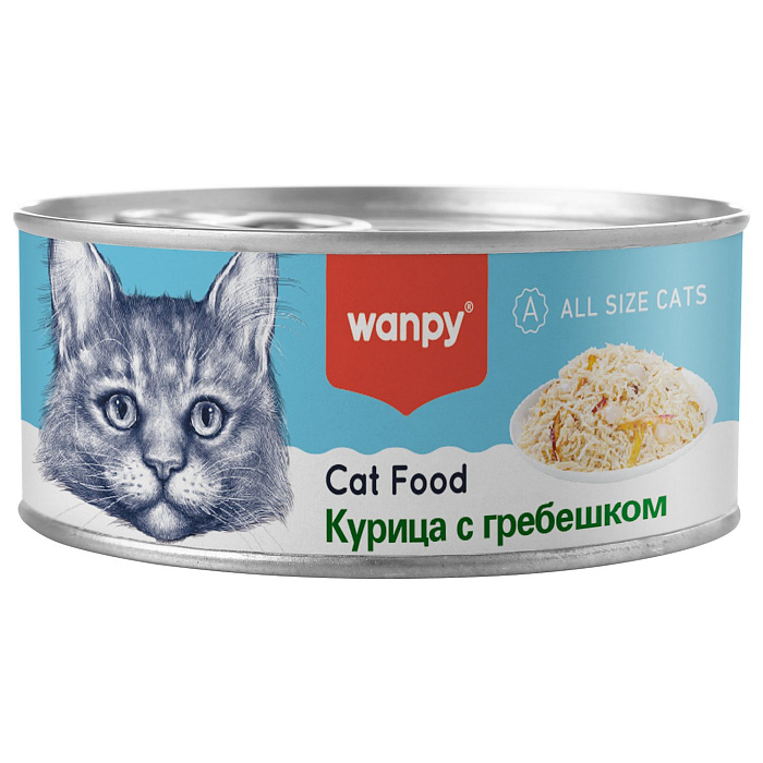 Wanpy Cat Консервы для кошек Курица с гребешком 95 г, TNC-01
