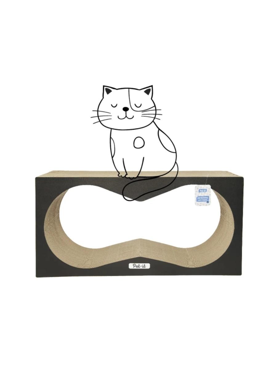 Pet-it когтеточка для кошек Cat Lounge M, 65х25х22 см, гофрокартон, черная, 22908