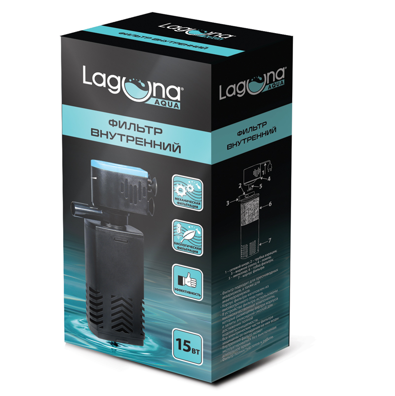 Фильтр LS1000F внутренний, 15Вт, 650л/ч, 105*65*210мм, Laguna
