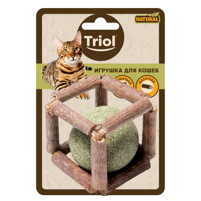 Игрушка для кошек из мататаби Куб с кошачьей мятой 40мм серия NATURAL, 22171075, 400100