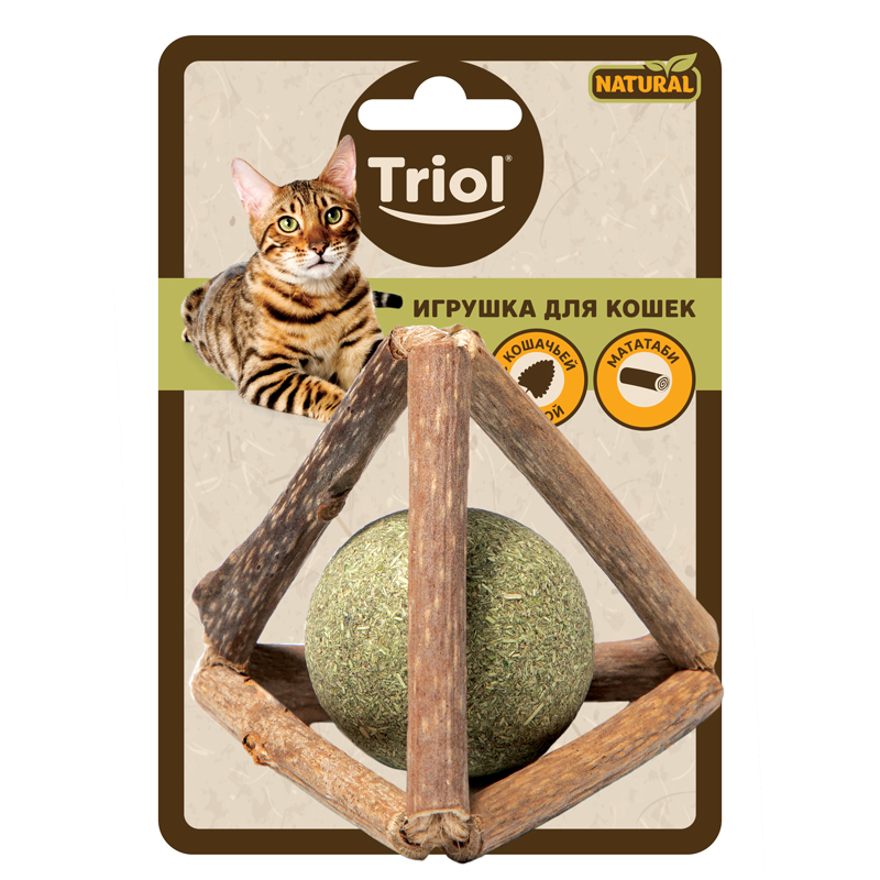 Игрушка для кошек из мататаби Треугольник с кошачьей мятой 50мм серия NATURAL, 22171074, 500100