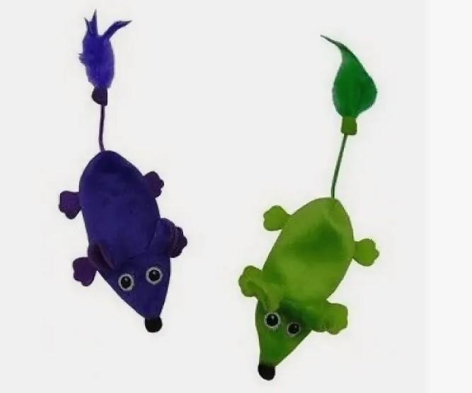 Papillon Игрушка для кошек Плюшевые мышки зеленые и фиолетовые 60х11см (Plush green + violet mice 11 cm unstuffed tube 60 pcs) 240057 240057 0.020 кг 24280