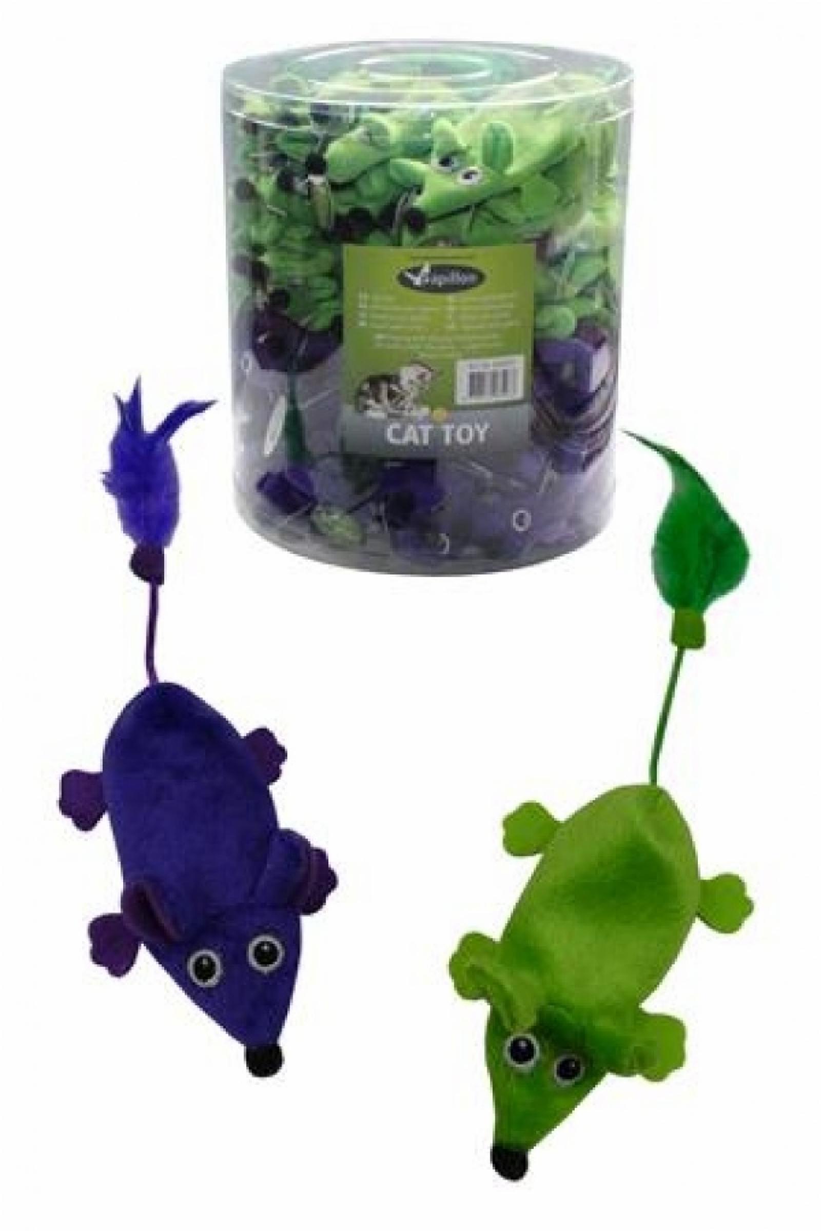 Papillon Игрушка для кошек Плюшевые мышки зеленые и фиолетовые 60х11см (Plush green + violet mice 11 cm unstuffed tube 60 pcs) 240057 240057 0.020 кг 24280