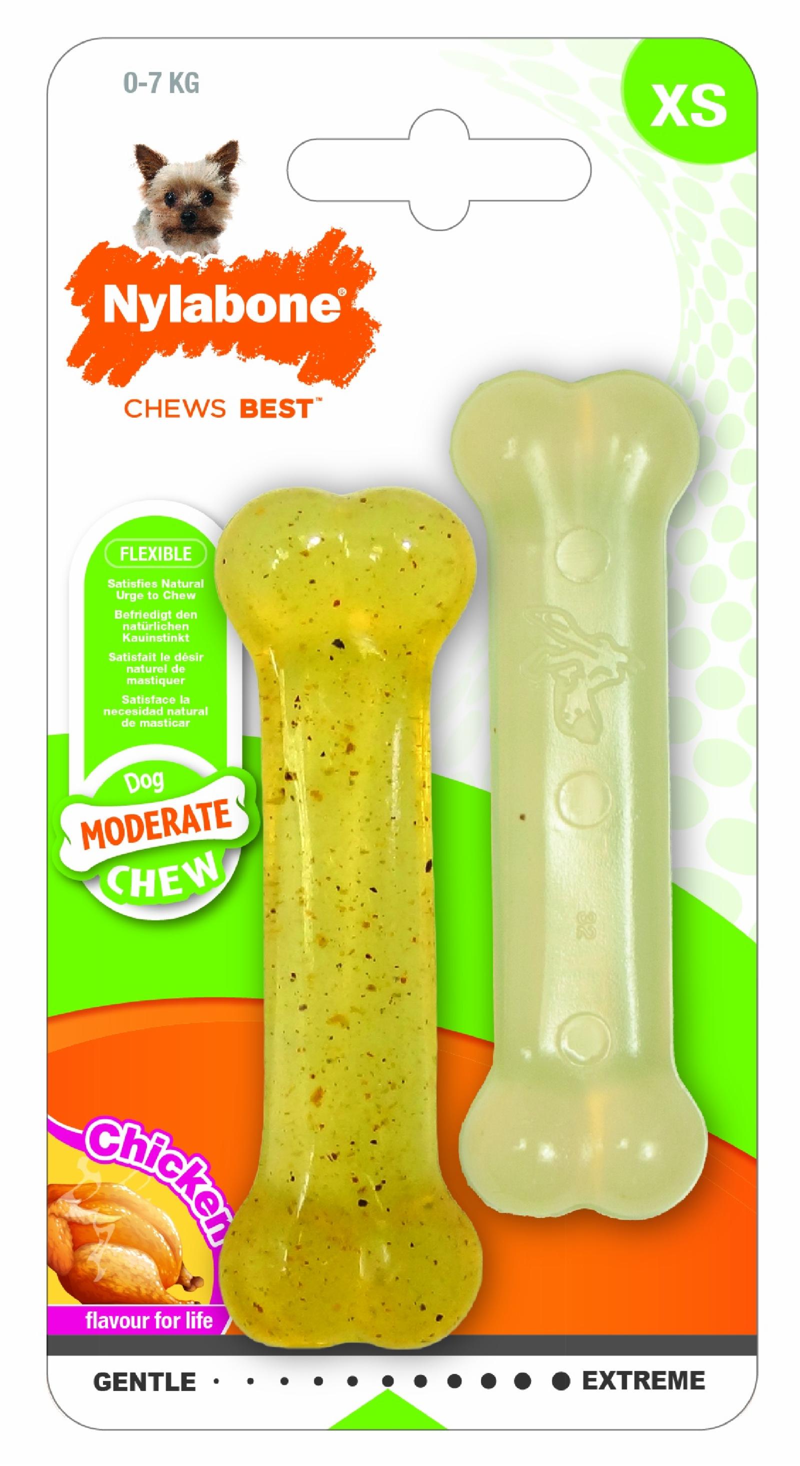 Nylabone Косточка умеренно-жесткая (2 шт.: курицабез запаха) ХS (Moderate Chew Twin Pack (1 Moderate Chew Chicken  1 Moderate Chew Original)) 981204EU 0,059 кг 47585