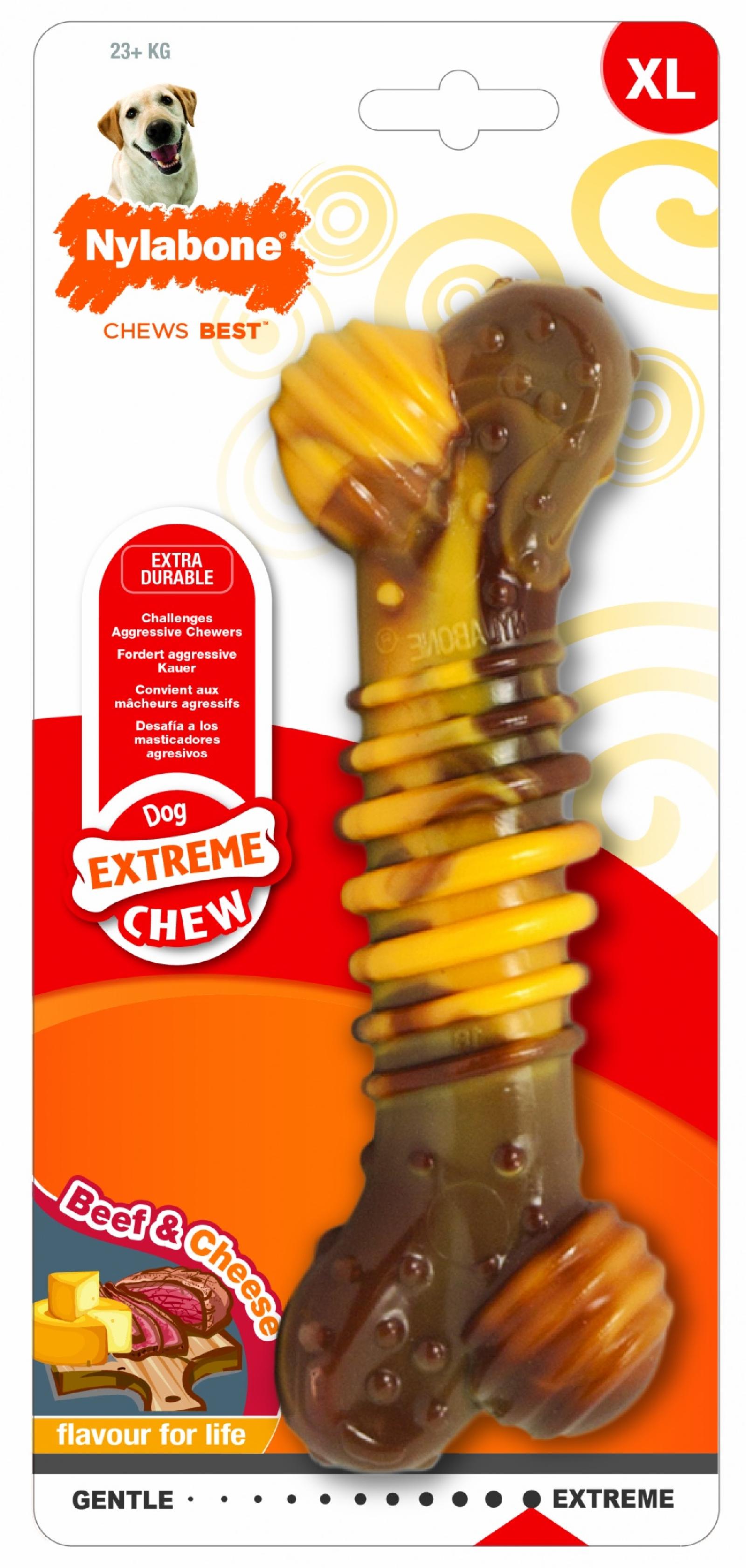 Nylabone Текстурная косточка экстра-жесткая аромат говядины и сыра XL (Extreme Chew Texture Bone - Steak & Cheese) 983435EU 0,201 кг 47624