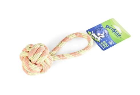 PET STAR Игрушка для собак Мяч с веревкой бежевый текстиль, 18*6 см 