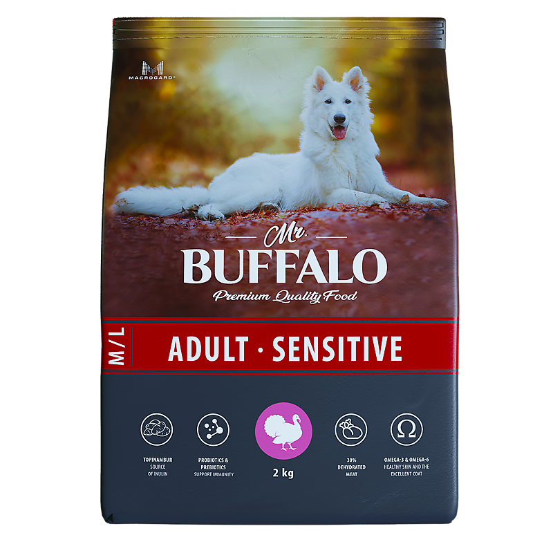 Mr.Buffalo Сухой корм  ADULT ML SENSITIVE с индейкой для взрослых собак всех пород с чувствительным пищеварением 2кг B131 2,000 кг 60974