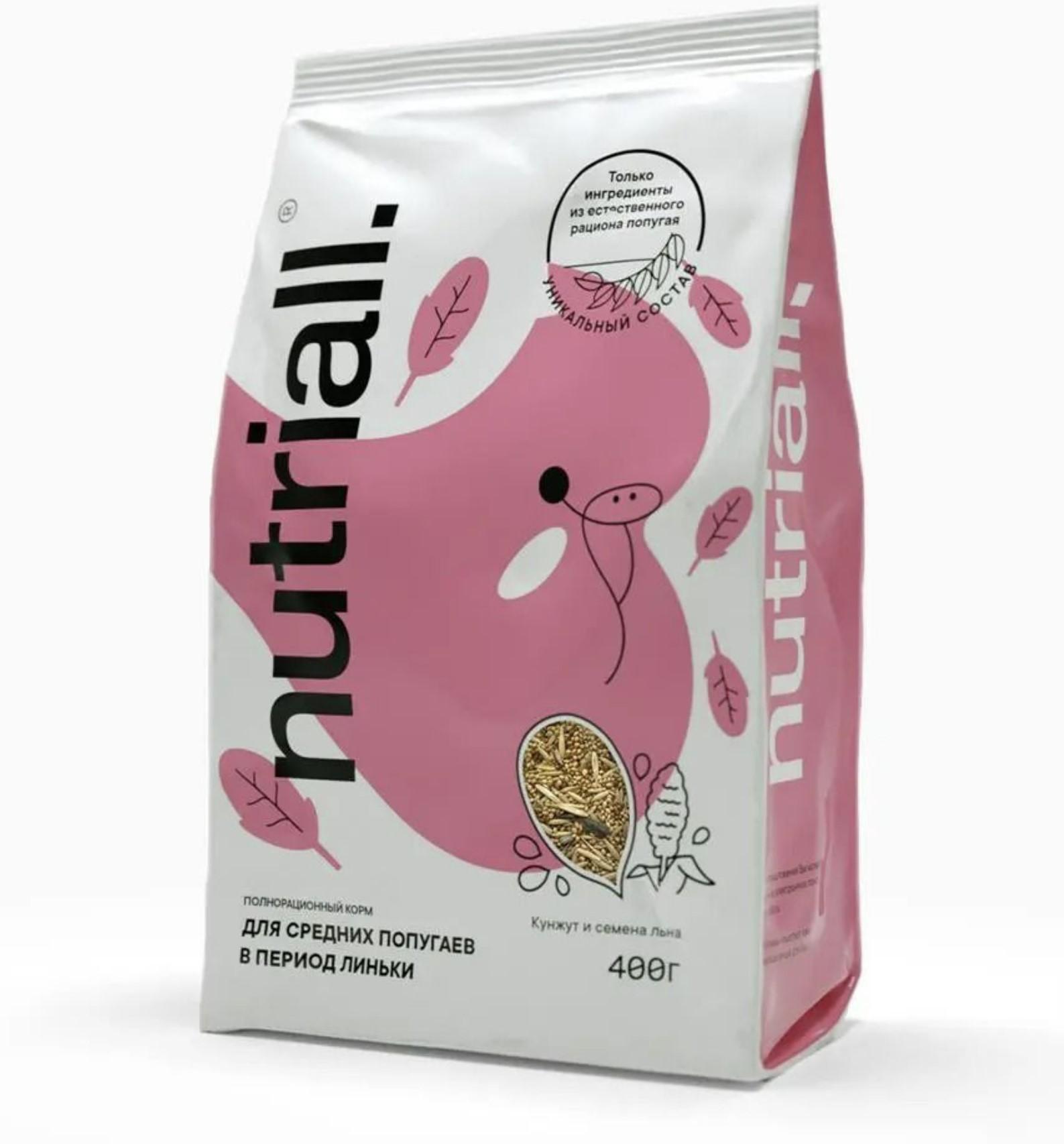 Нутриол Корм длЯ средних попугаев в период линьки 400г, 90878