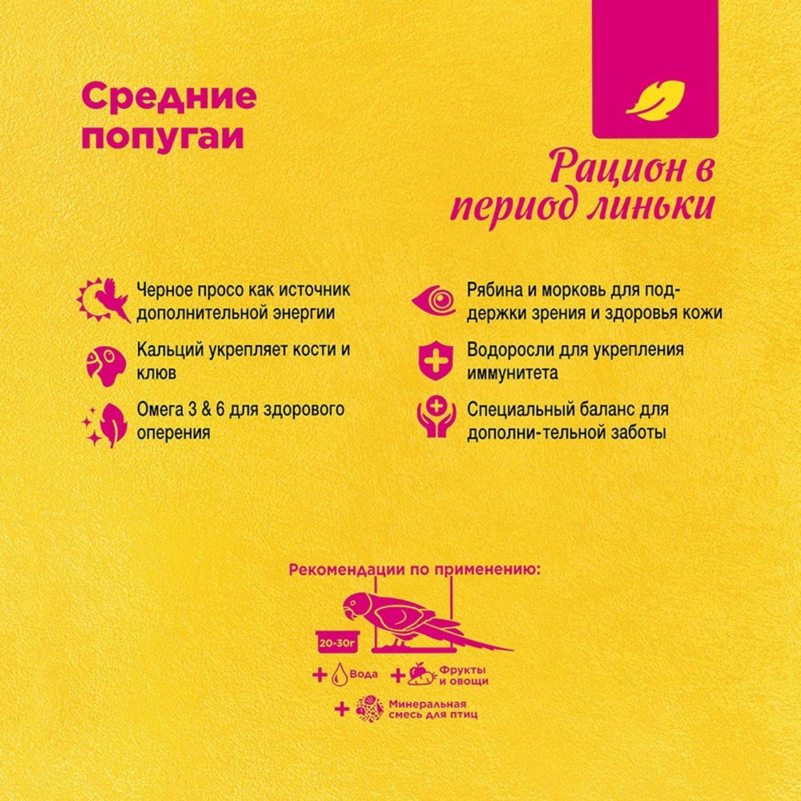 Рио Для средних попугаев во время линьки 1.000 кг 35259