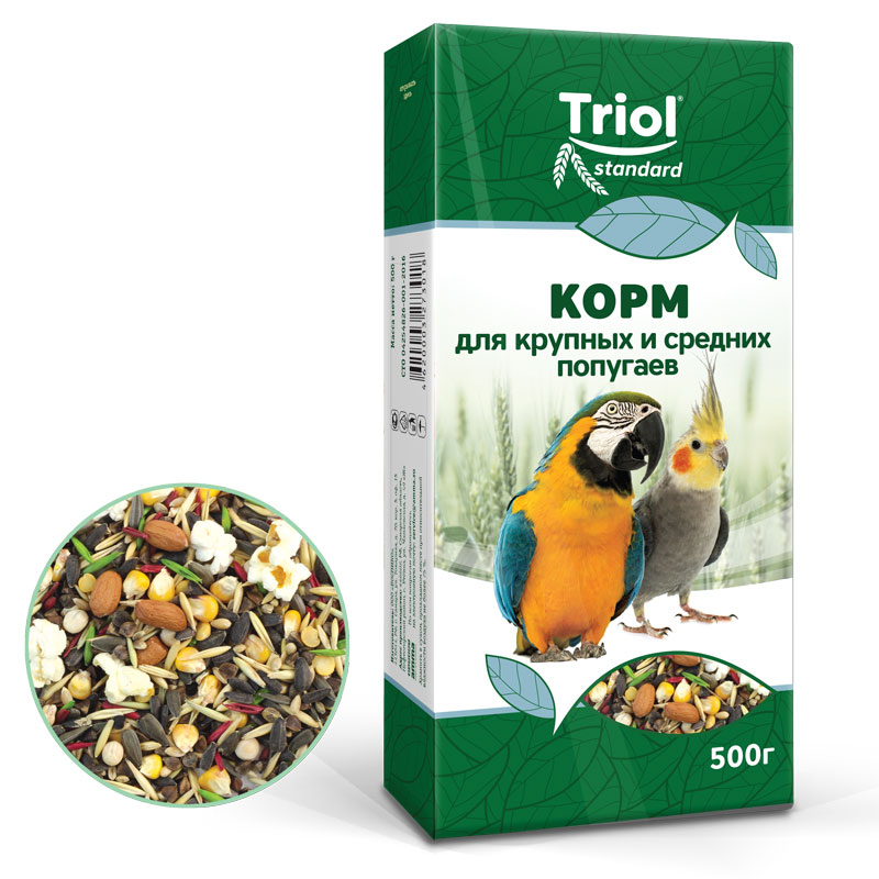Корм для крупных и средних попугаев Триол standart, 500г
