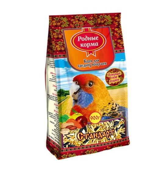 РОДНЫЕ КОРМА корм д/средних попугаев 900 гр стандарт 4656, 