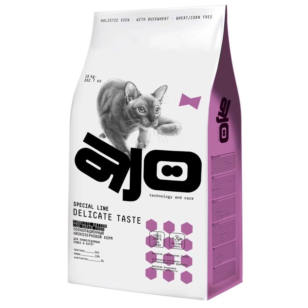Ajo дкотят и привередливых кошек Delicate Taste низкозерновой 10 кг 60297, 46798