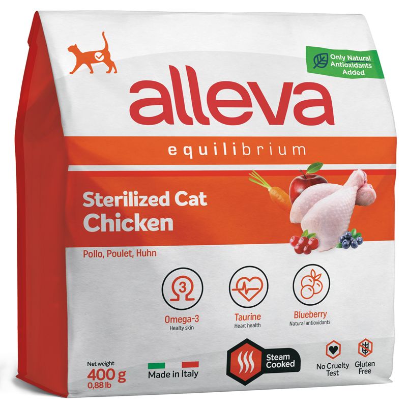 ALLEVA EQUILIBRIUM CAT для кошек Sterilized Chicken / кастрированных котов и стерилизованных кошек с курицей 0,4 кг 1097 НОВИНКА, , 24001001249