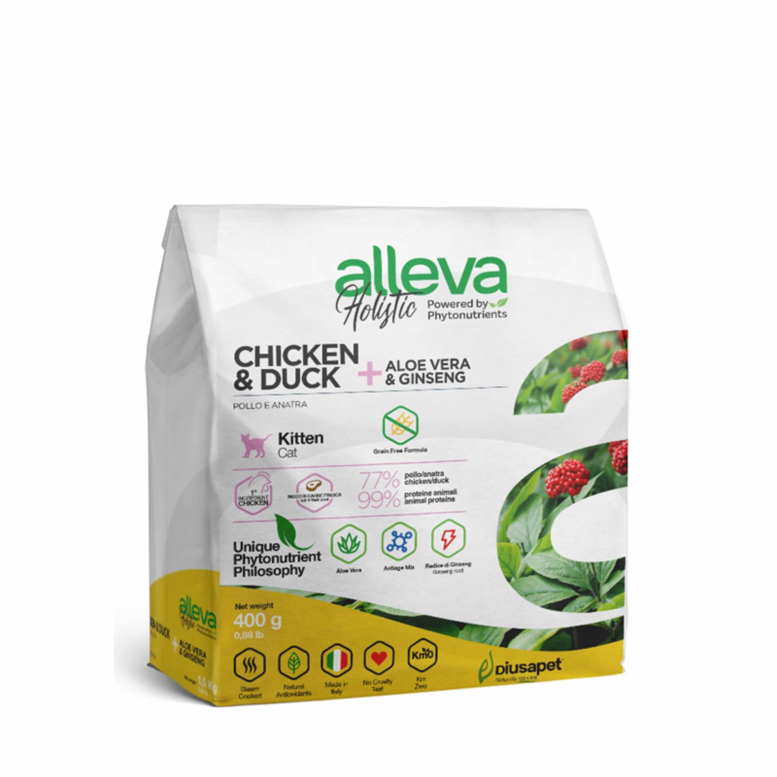 Alleva (холистик) Корм для котят Холистик с курицей и уткой алое вера и женьшенем 13317 10.000 кг 66966, 36001001249