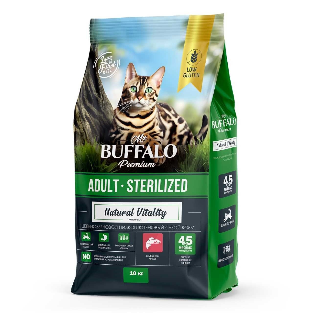 Mr.Buffalo Сухой корм дстер.кошек лосось 10кг, УТ-066501