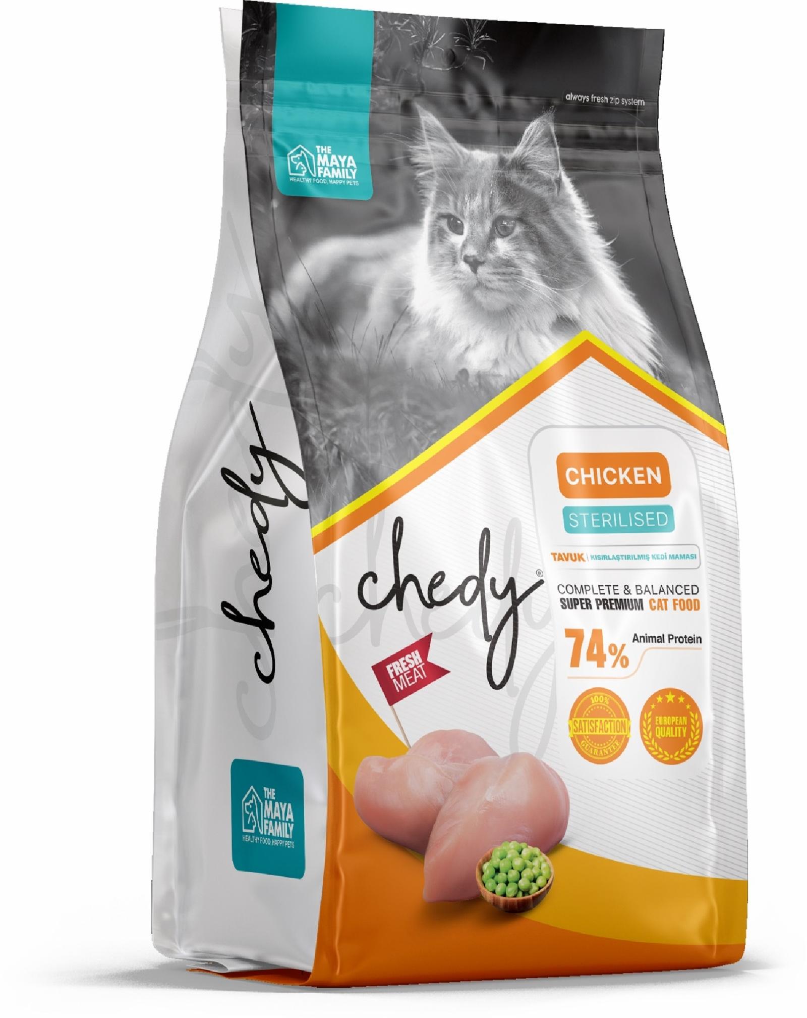 Chedy  Сухой корм для стерилизованных кошек курица Sterilised 106.3226 1,500 кг 62157, 3001001480