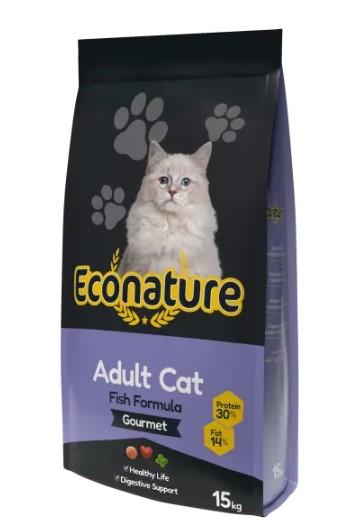 ECONATURE Adult Cat Fish Formula Gourmet 15 кг сухой корм для кошек с рыбой, 86437