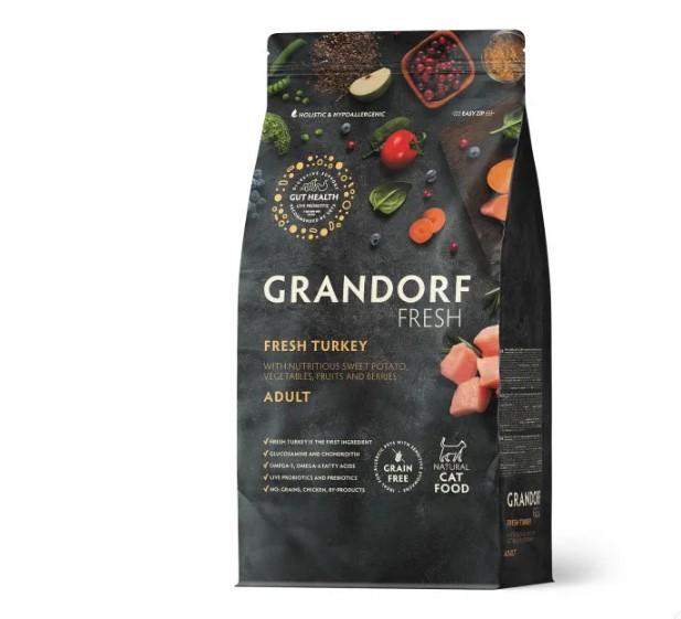 Grandorf Fresh Cat Adult Turkey&Sweet Potato сухой беззерновой корм с живыми пробиотиками для взрослых кошек с индейкой и бататом - 2 кг