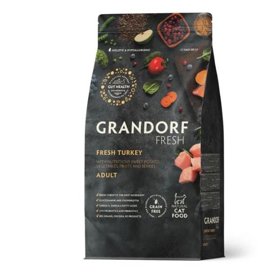 Grandorf Fresh Cat Adult Turkey&Sweet Potato сухой беззерновой корм с живыми пробиотиками для взрослых кошек с индейкой и бататом - 400 г