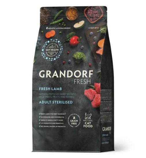 Grandorf Fresh Cat Sterilised Lamb&Sweet Potato сухой беззерновой корм с живыми пробиотиками для взрослых стерилизованных кошек с ягненком и бататом - 400 г