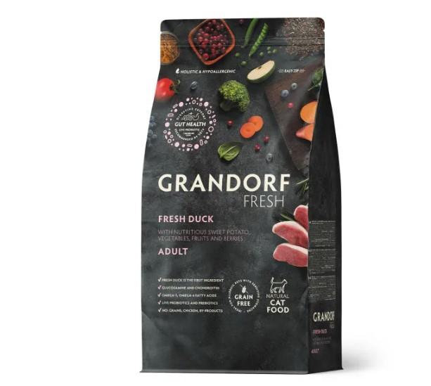 Grandorf Fresh Cat Adult Duck&Sweet Potato сухой беззерновой корм с живыми пробиотиками для взрослых кошек с уткой и бататом - 2 кг
