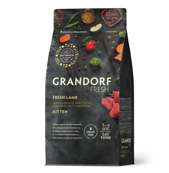 Grandorf Fresh Cat Kitten Lamb&Sweet Potato сухой беззерновой корм с живыми пробиотиками для котят и беременных кошек с ягненком и бататом - 2 кг