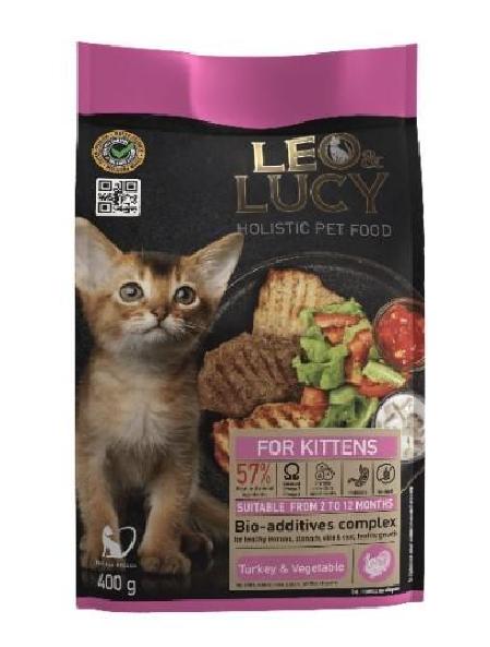 LEO&LUCY Сухой корм для котят с индейкой овощами и биодобавками 400 г