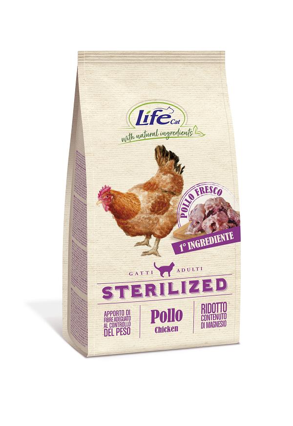  [16139] Корм Lifecat Adult Sterilized Chicken 1,5кг для стерилизованных кошек со свежей курицей 1/6, 16139