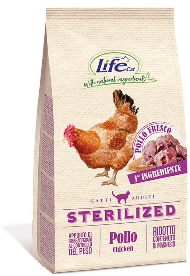  [16102] Корм Lifecat Adult Sterilized Chicken 400г для стерилизованных кошек со свежей курицей 1/6, 16102
