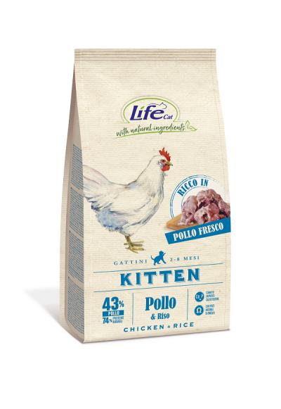 [16136] Корм Lifecat Kitten Chicken 1,5кг для котят со свежей курицей 1/6, 16136