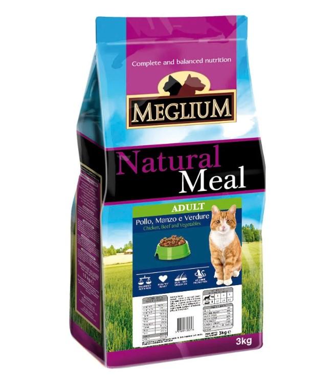 Meglium корм для кошек, говядина, курица, овощи 3 кг