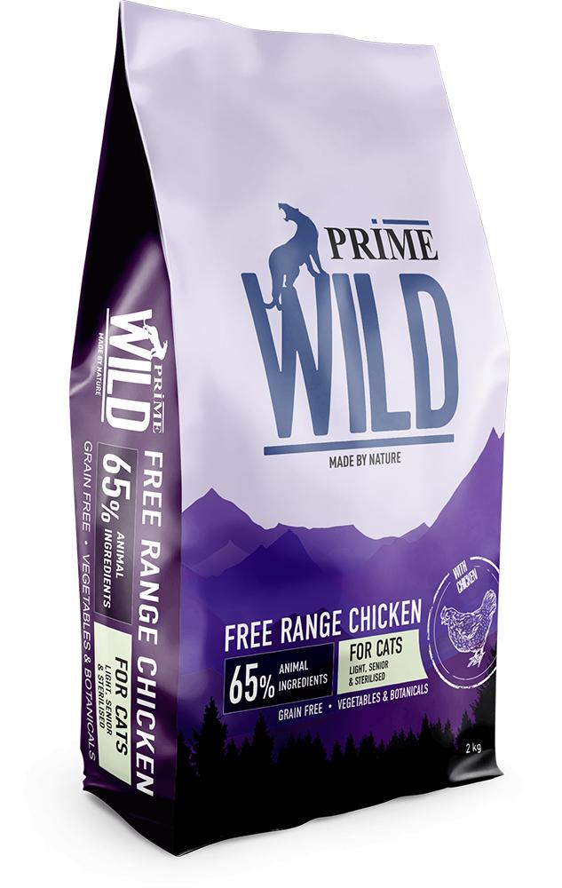 PRIME WILD GF FREE RANGE Сухой корм с курицей для стерилизованных кошек и котят, контроль веса 2 кг