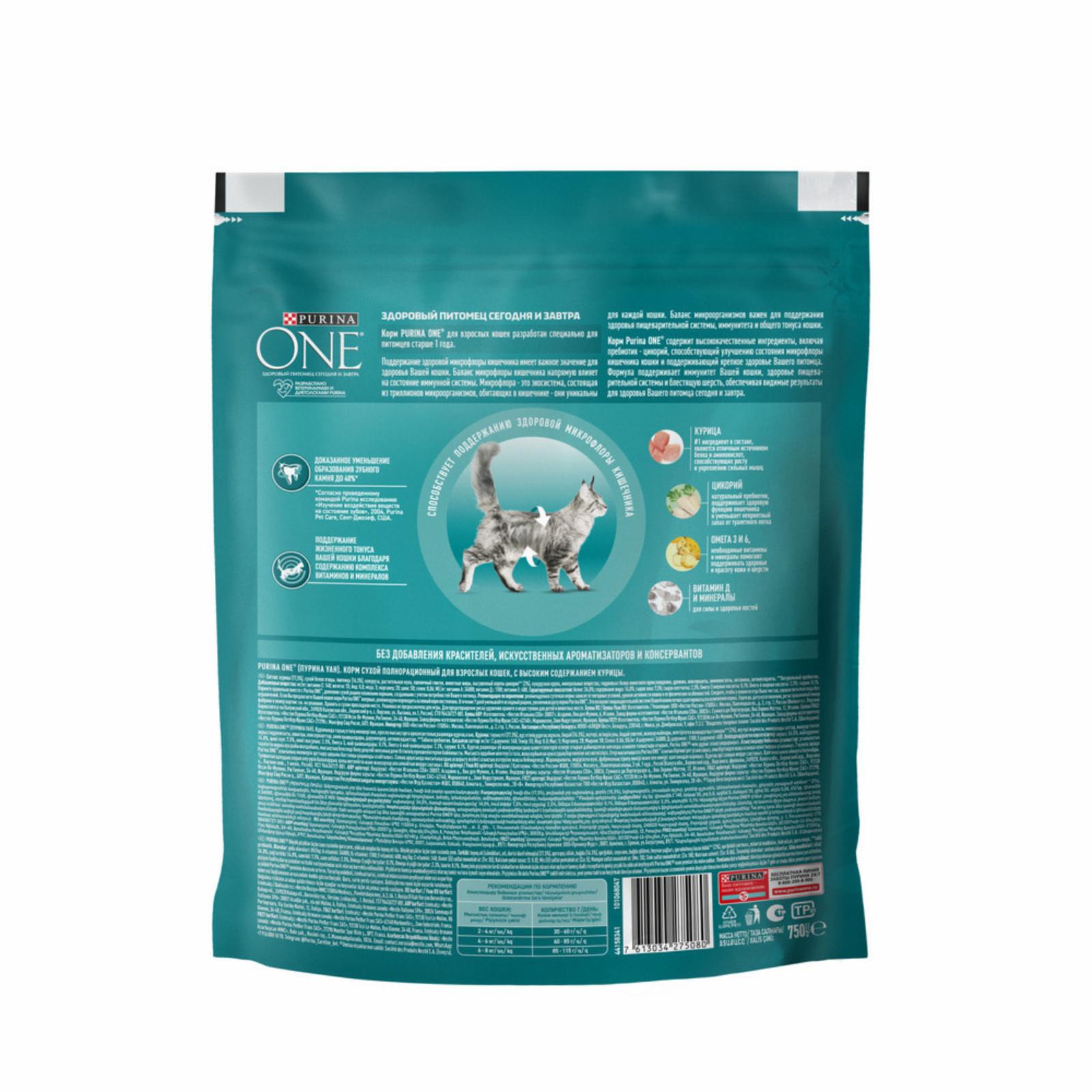 Purina ONE Сухой корм для взрослых кошек с курицей и злаками 123531361239753312562651 0.200 кг 37490