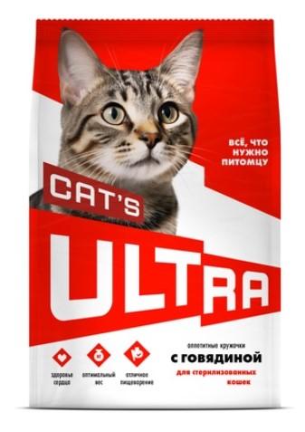 ULTRA Полнорационный сухой корм для стерилизованных кошек с говядиной 1,500 кг 64447