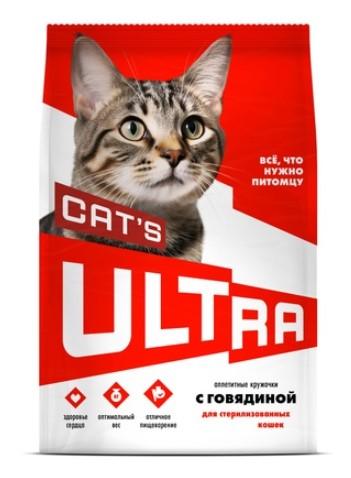 ULTRA Полнорационный сухой корм для стерилизованных кошек с говядиной 3,000 кг 64448