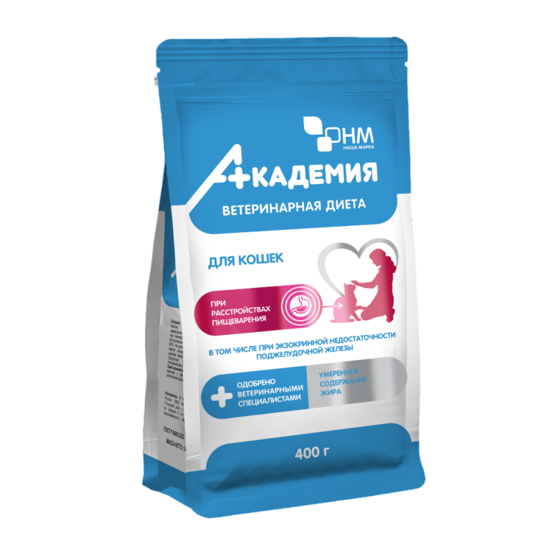 ВЕТДИЕТА АКАДЕМИЯ Корм для кошек при расстройствах пищеварения 0,4 кг, УТ-065781