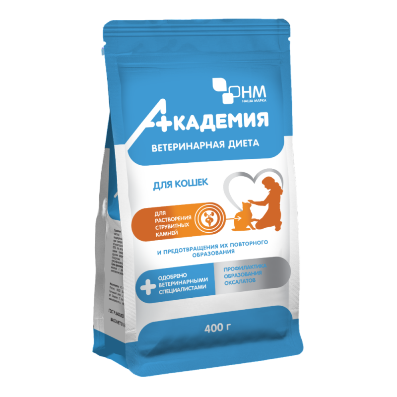 ВЕТДИЕТА АКАДЕМИЯ Корм дкошек для растворения струвитных камней,предотвращения их образования 0,4кг, УТ-065783