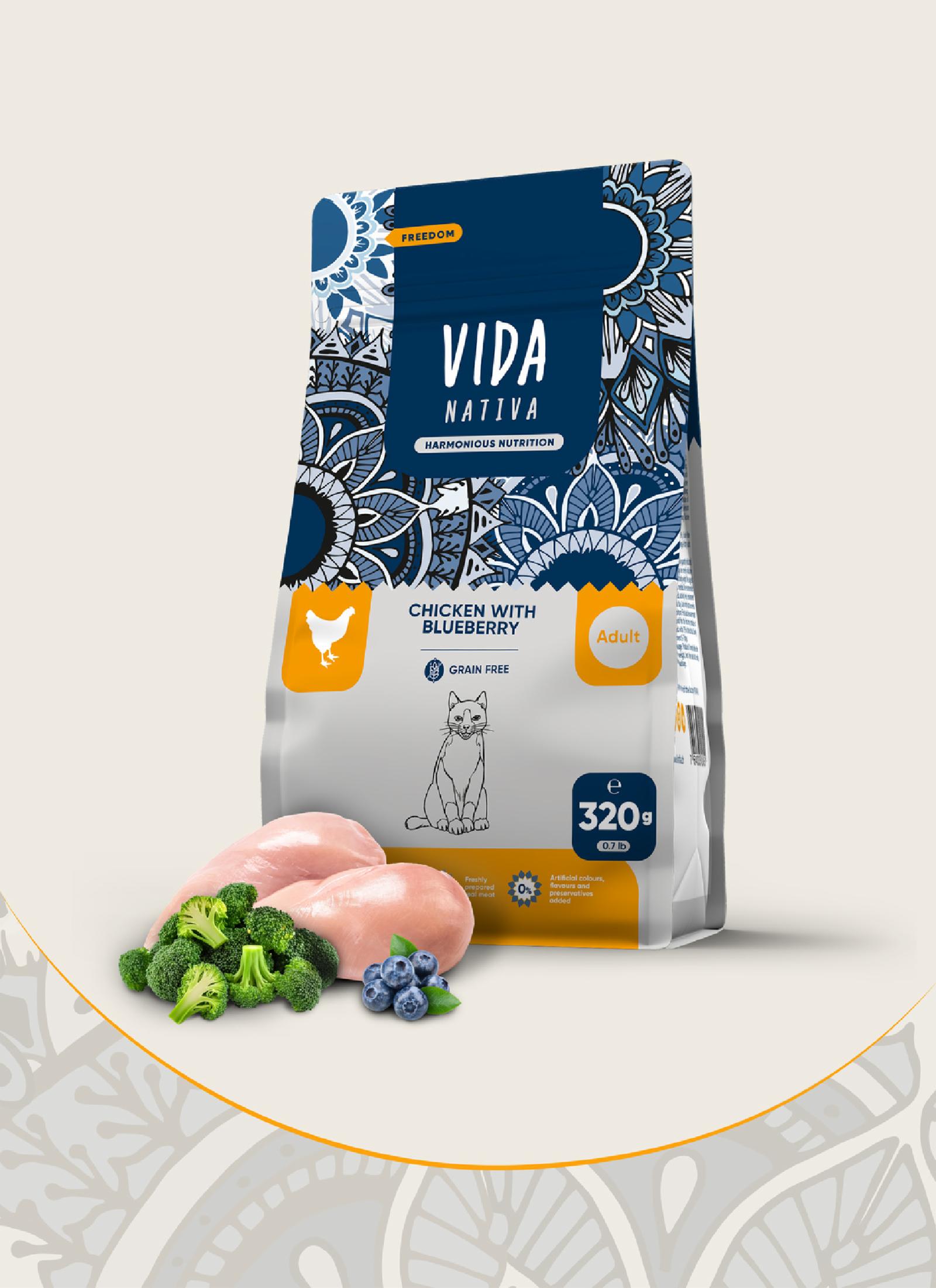 VIDA Nativa Корм Vida Nativa для взрослых кошек с курицей и черникой P02131010 0.320 кг 65246, 18001001591