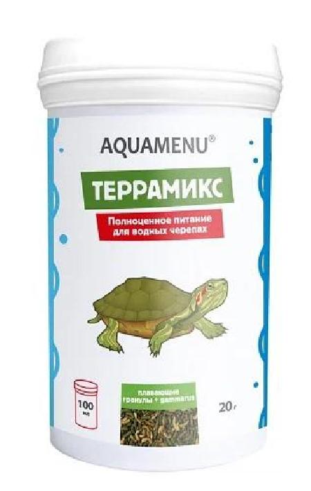 Террамикс Полноценный корм для водных черепах в виде плавающих гранул и гаммаруса 100 мл, 12600100959