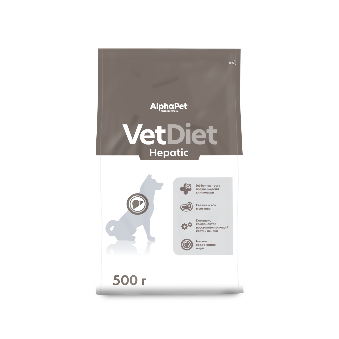 AlphaPet (вет.корма) Сухой полнорационный диетический корм AlphaPet Vet Diet для взрослых собак всех пород рекомендованный при заболеваниях печени 0,5 кг 191330 0.500 кг 68883, 71001001425