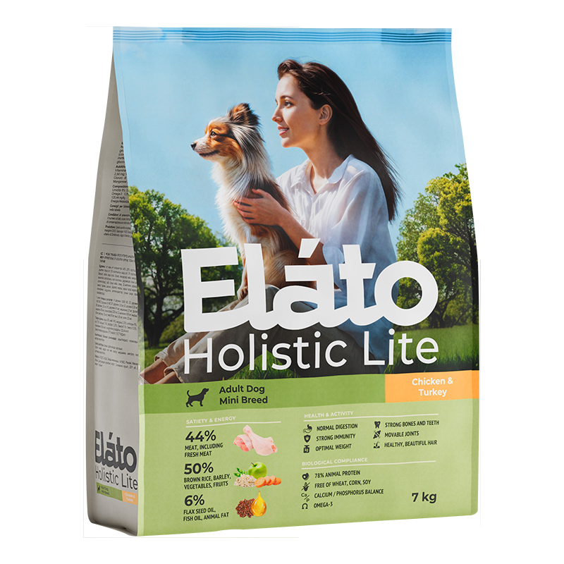Elato Holistic Lite длЯ собак мелких пород с курицей и индейкой 7 кг 8650, 47510